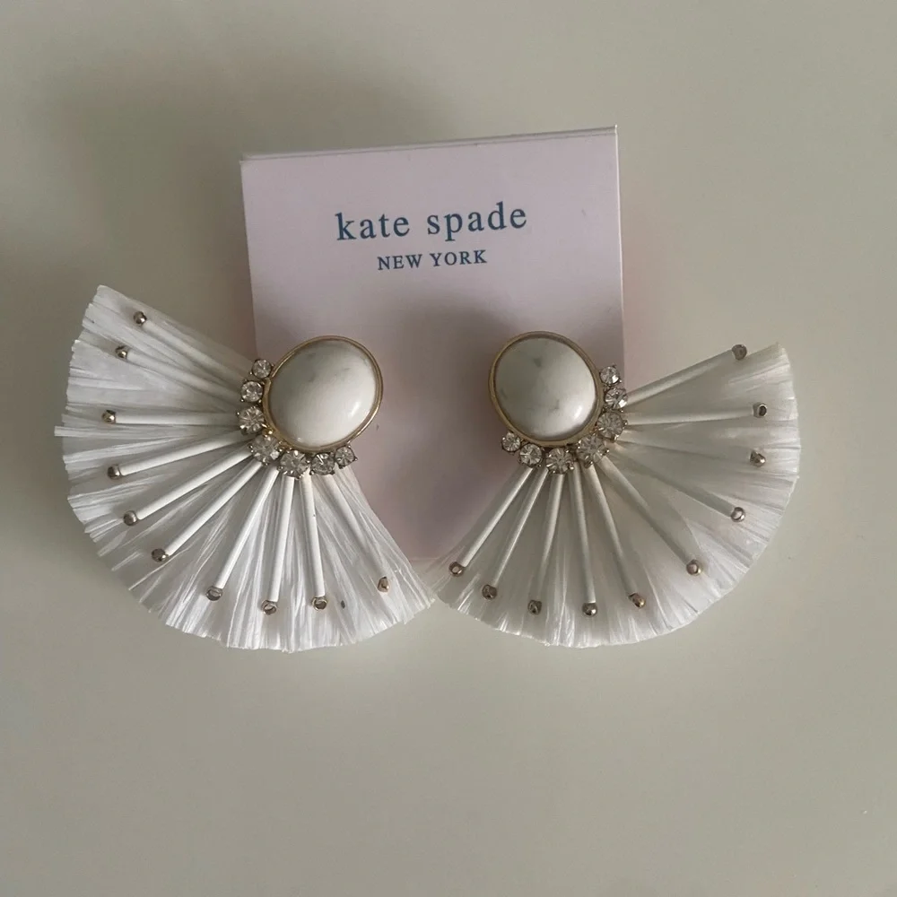 Kate Spade  Fiesta Fringe White Earrings